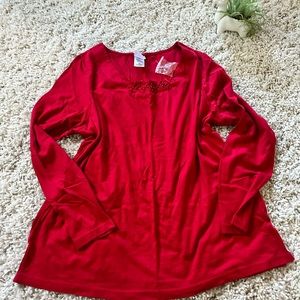 NWT Just My Size sophisticated evening red long sleeve womens casual cut…